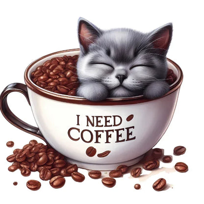 Bügelbild Katze Kaffee – robuste Premium-Folie Bild_4