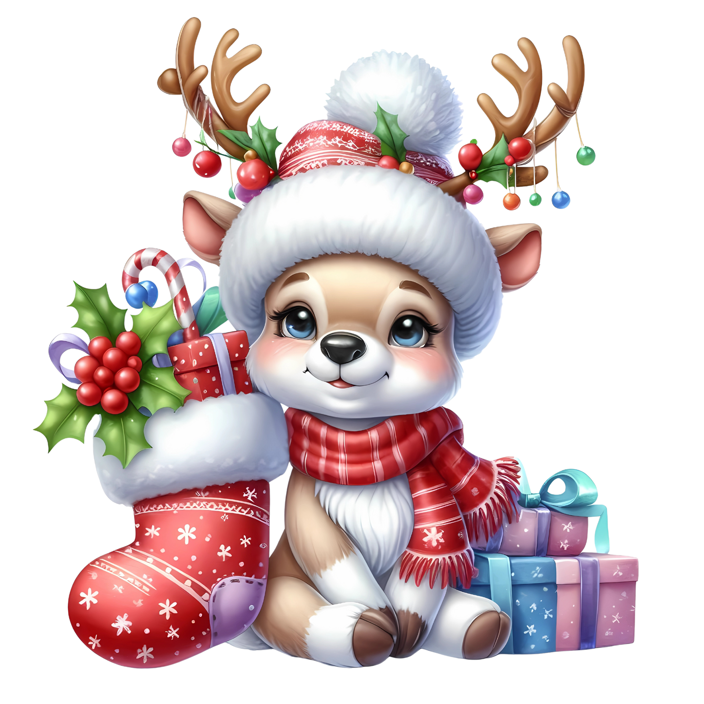 Bügelbild Weihnachten Rentier - Geschenke, Weihnachtsbaum Bild_7