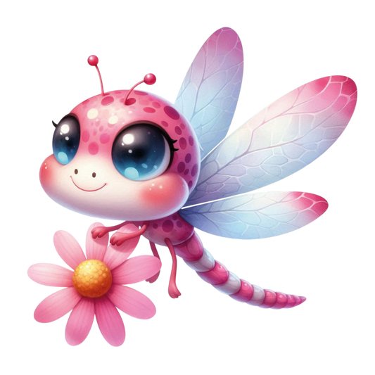 Bügelbild Libelle mit Blume