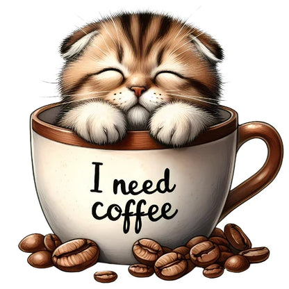 Bügelbild Katze Kaffee – robuste Premium-Folie Bild_3