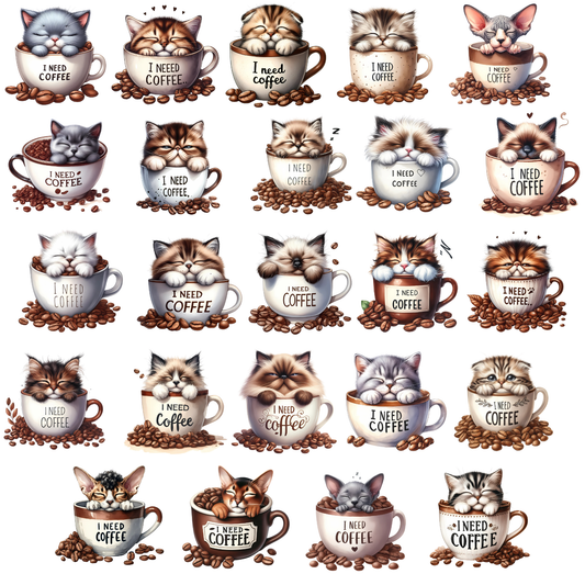 Bügelbild Katze Kaffee - Magic Miracle Design