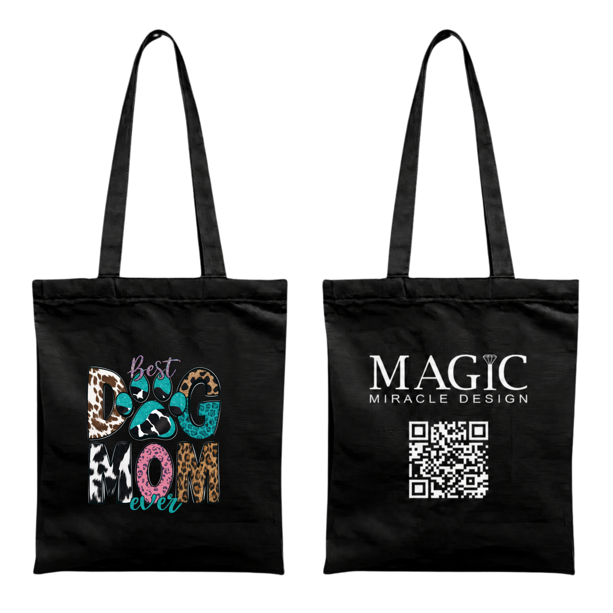 Baumwolltasche mit Dog Mom-Motiv – 38 × 42 cm