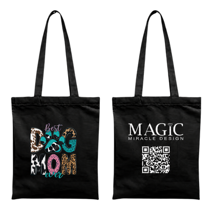 Baumwolltasche mit Dog Mom-Motiv – 38 × 42 cm