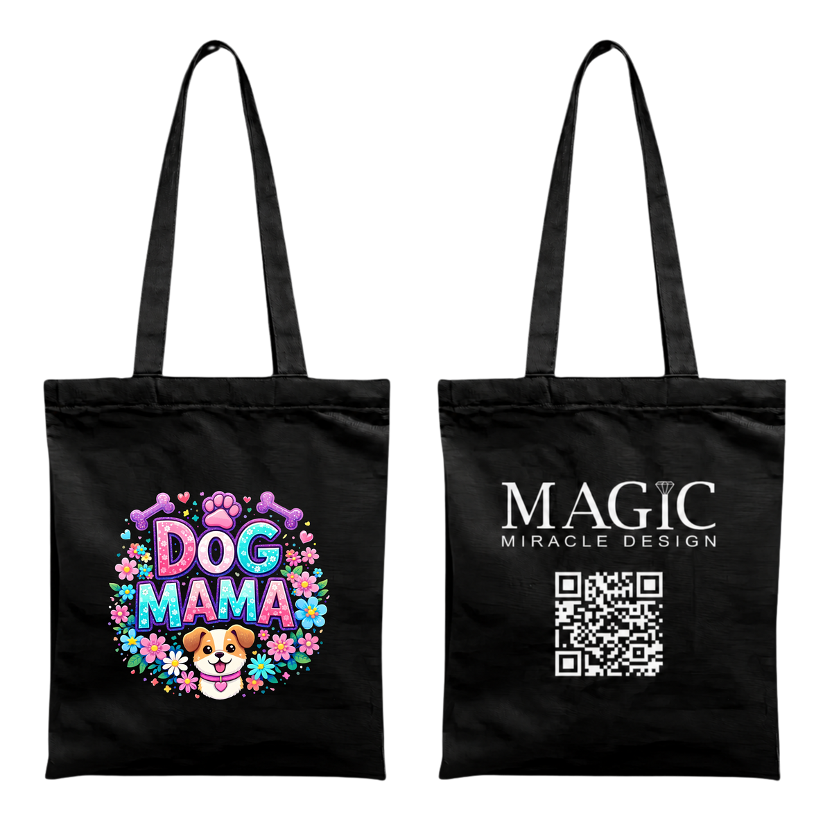 Baumwolltasche mit Dog Mom-Motiv – 38 × 42 cm