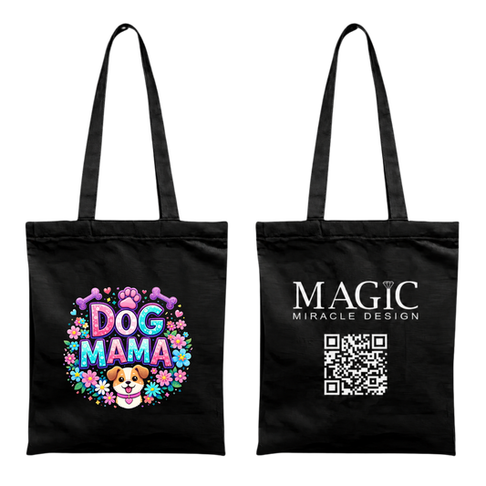 Baumwolltasche mit Dog Mom-Motiv – 38 × 42 cm