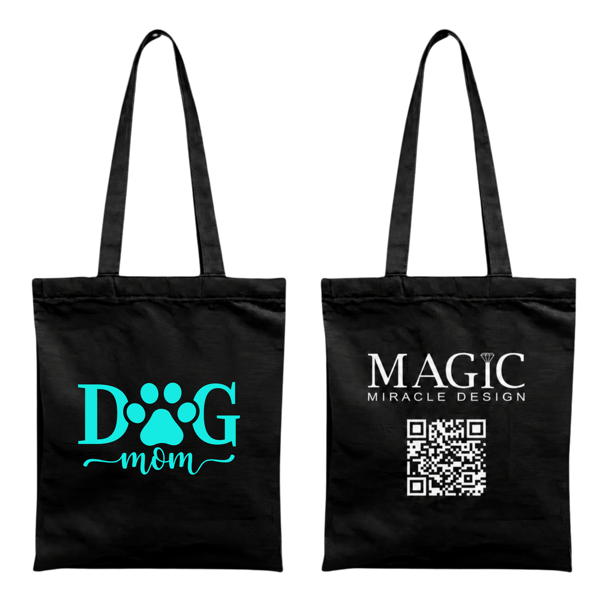 Baumwolltasche mit Dog Mom-Motiv – 38 × 42 cm