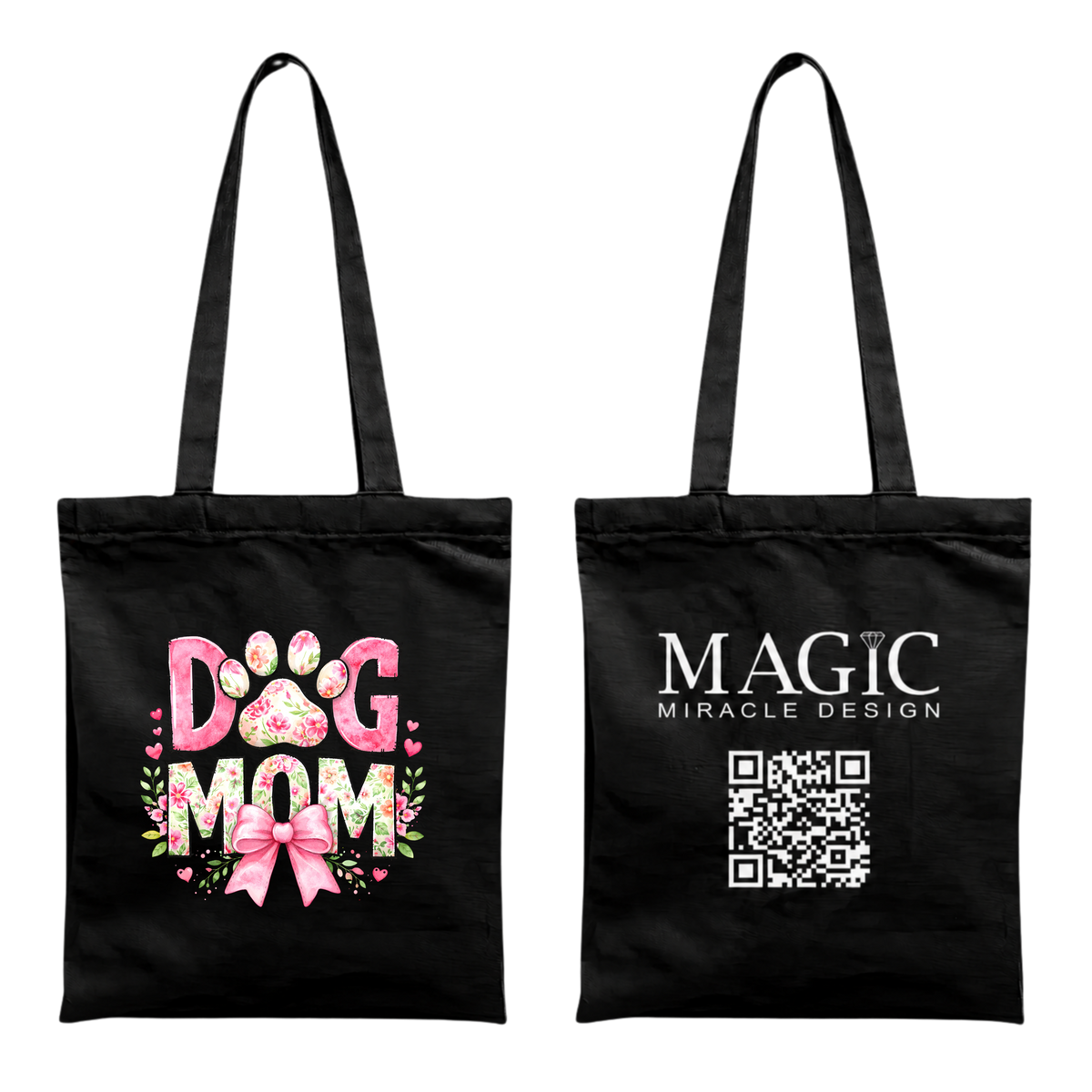 Baumwolltasche mit Dog Mom-Motiv – 38 × 42 cm