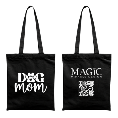 Baumwolltasche mit Dog Mom-Motiv – 38 × 42 cm