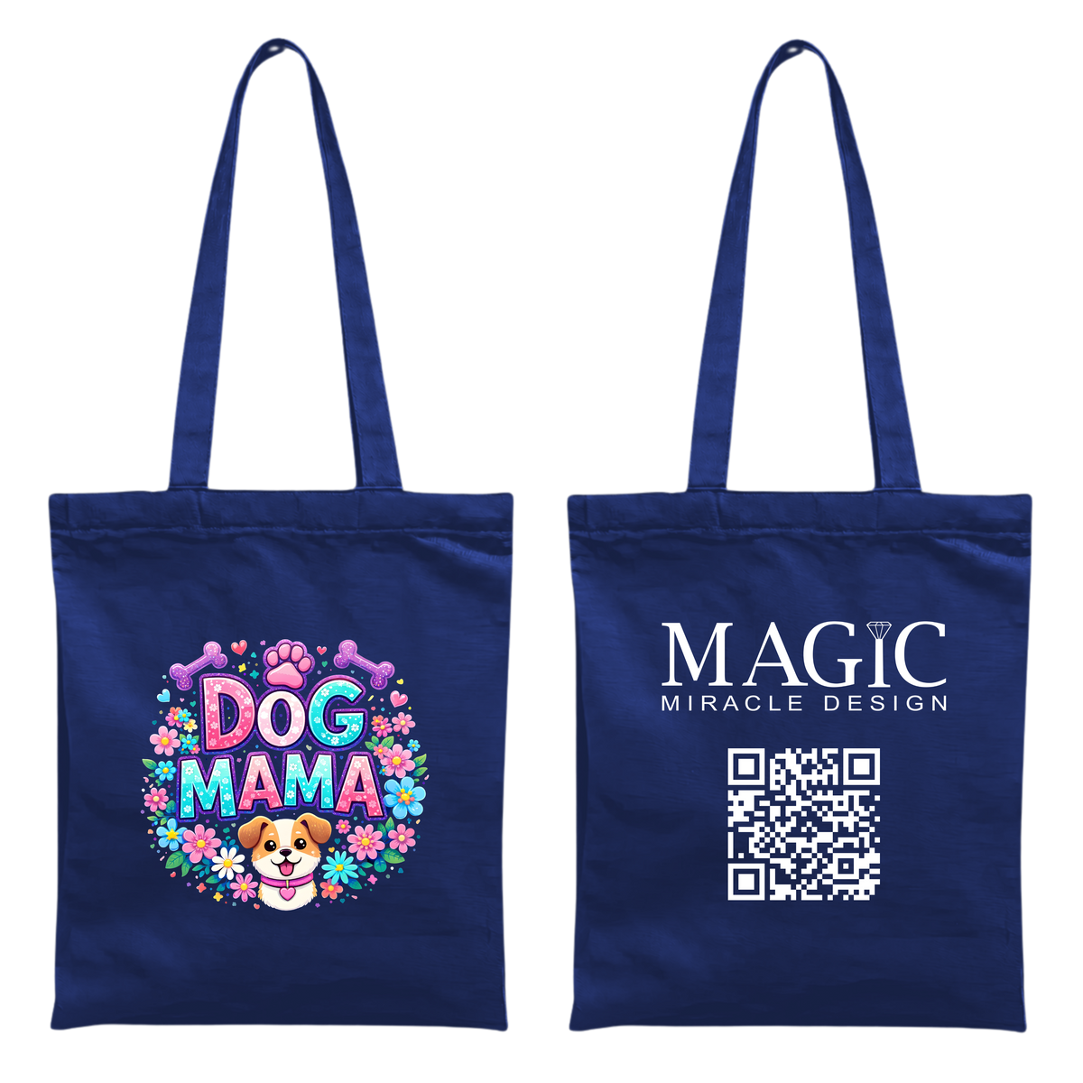 Baumwolltasche mit Dog Mom-Motiv – 38 × 42 cm
