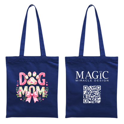 Baumwolltasche mit Dog Mom-Motiv – 38 × 42 cm