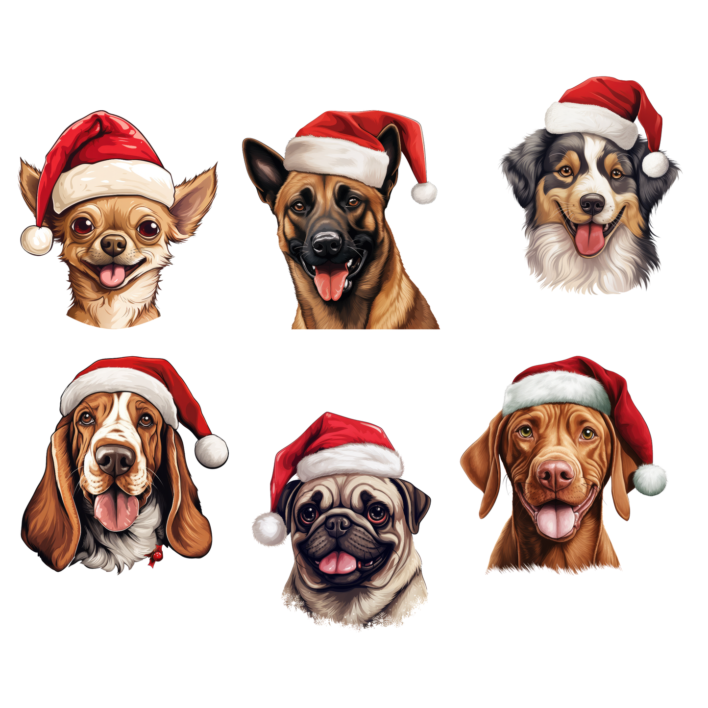 Bügelbilder Weihnachten Hunde Schäferhund|Mops|Viszla|Chihuahua - Magic Miracle Design